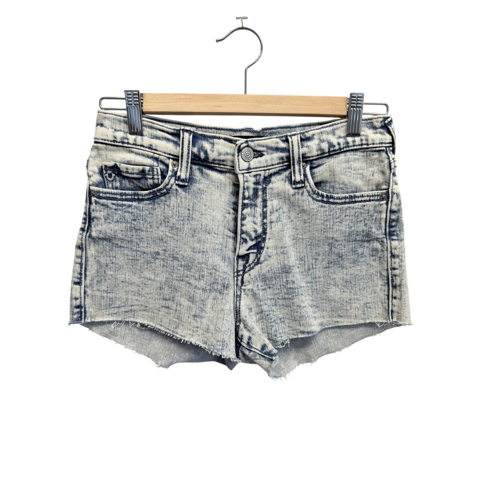 True Religion Jean Cut Off Summer Booty Shorts Acid Wash Women's Size 26